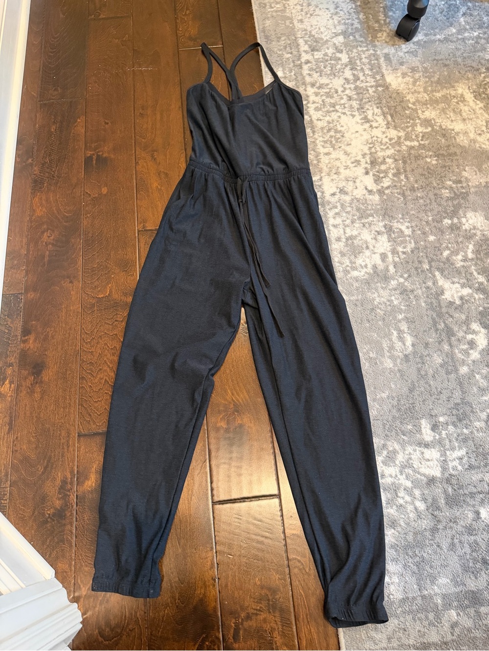 Beyond Yoga Black Sleeveless Drawstring Jumpsuit